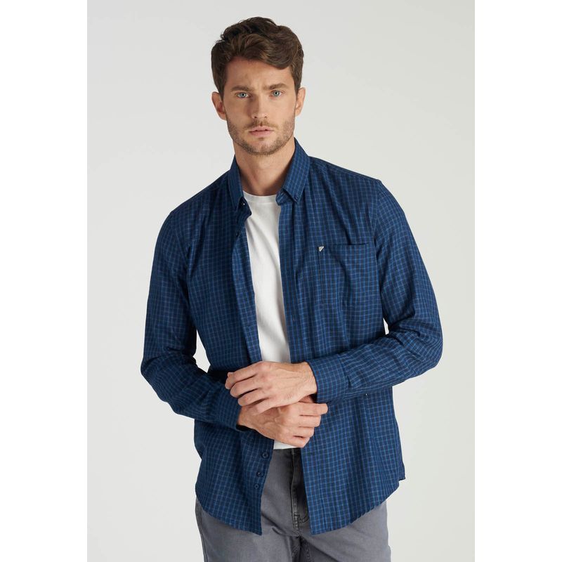 NEW MAN - Camisa Logan Heritage Azul Newman