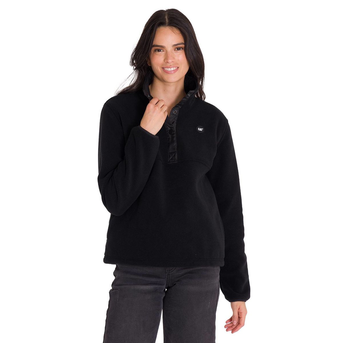 CAT - Polar Fleece Half Snap Mujer Negro CAT