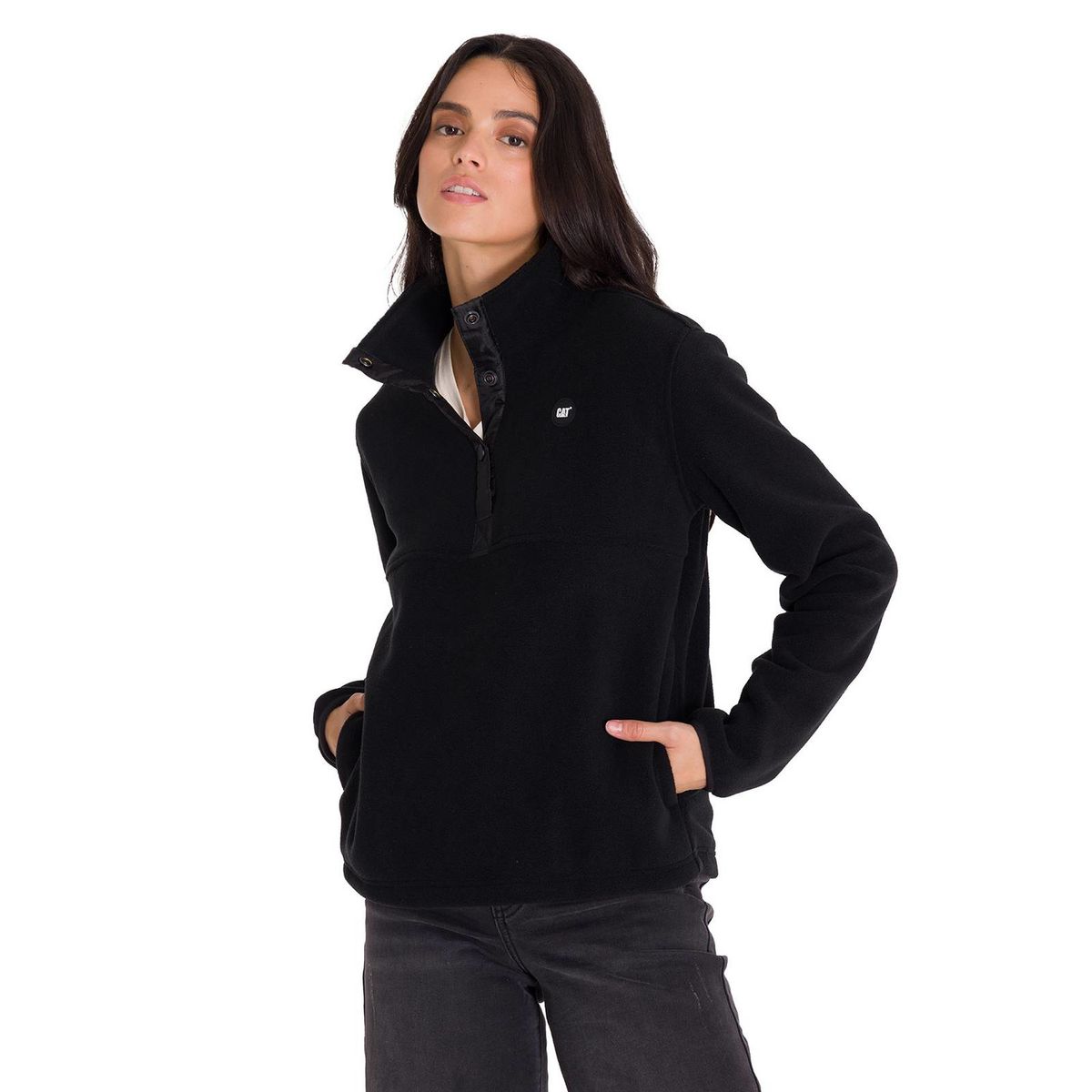 CAT - Polar Fleece Half Snap Mujer Negro CAT