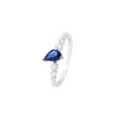 JB JOYAS BARON - Anillo Compromiso de Oro de 18kt Zafiro 31 puntos de diamante