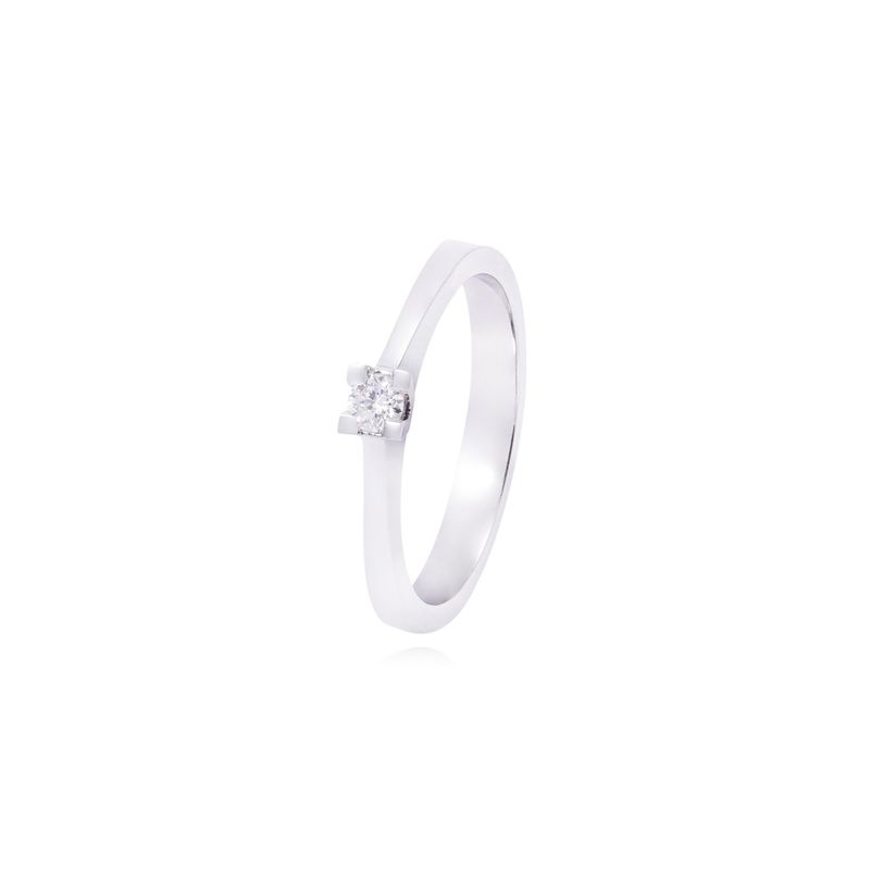 JB JOYAS BARON - Anillo Compromiso de Oro de 18kt Solitario 9 puntos de diamante