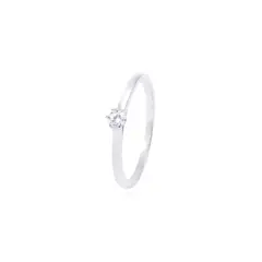 JB JOYAS BARON - Anillo Compromiso de Oro de 18kt Solitario 6 puntos de diamante
