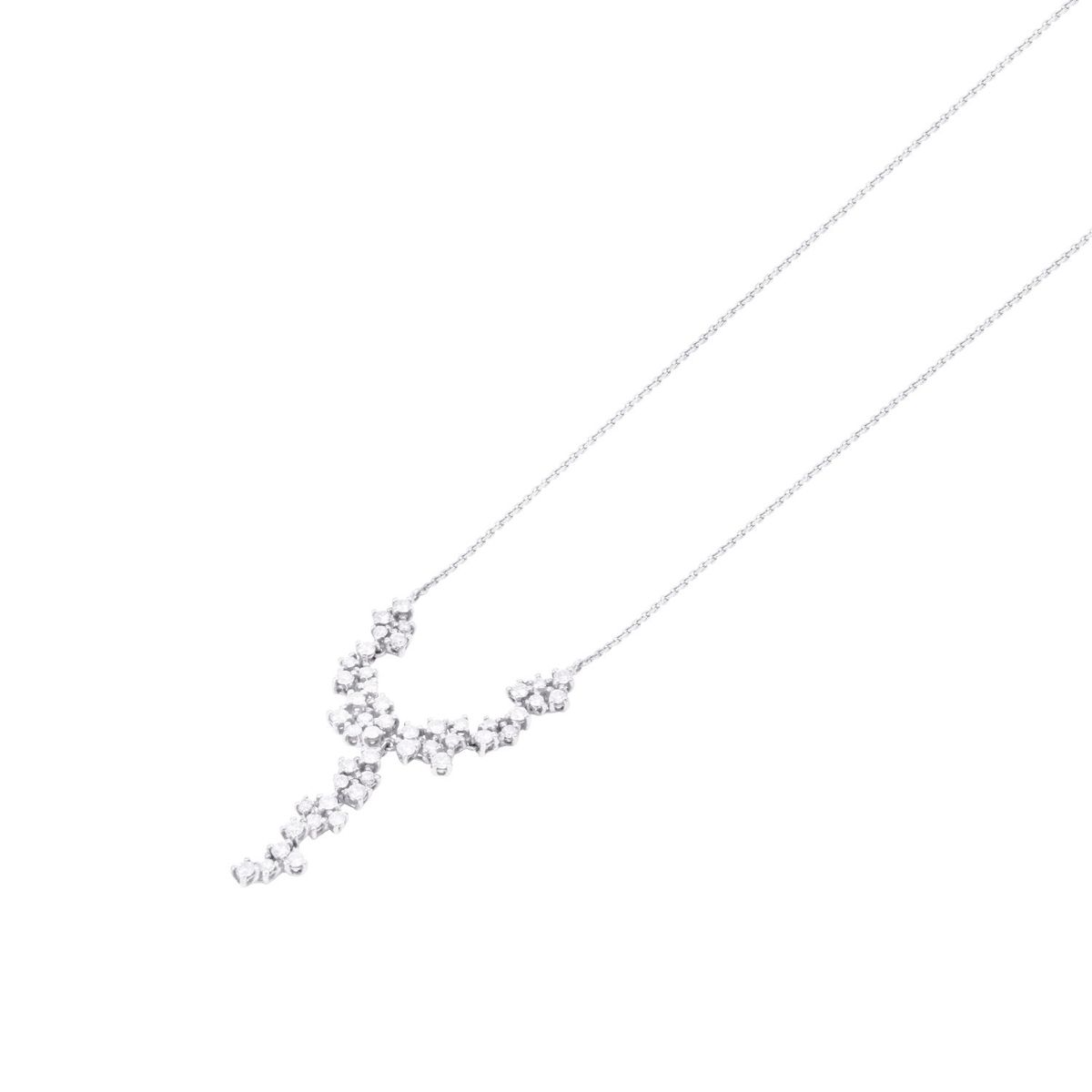 JB JOYAS BARON - Collar Oro Blanco 18kt Diseño de Diamantes Colgantes 106 Pts