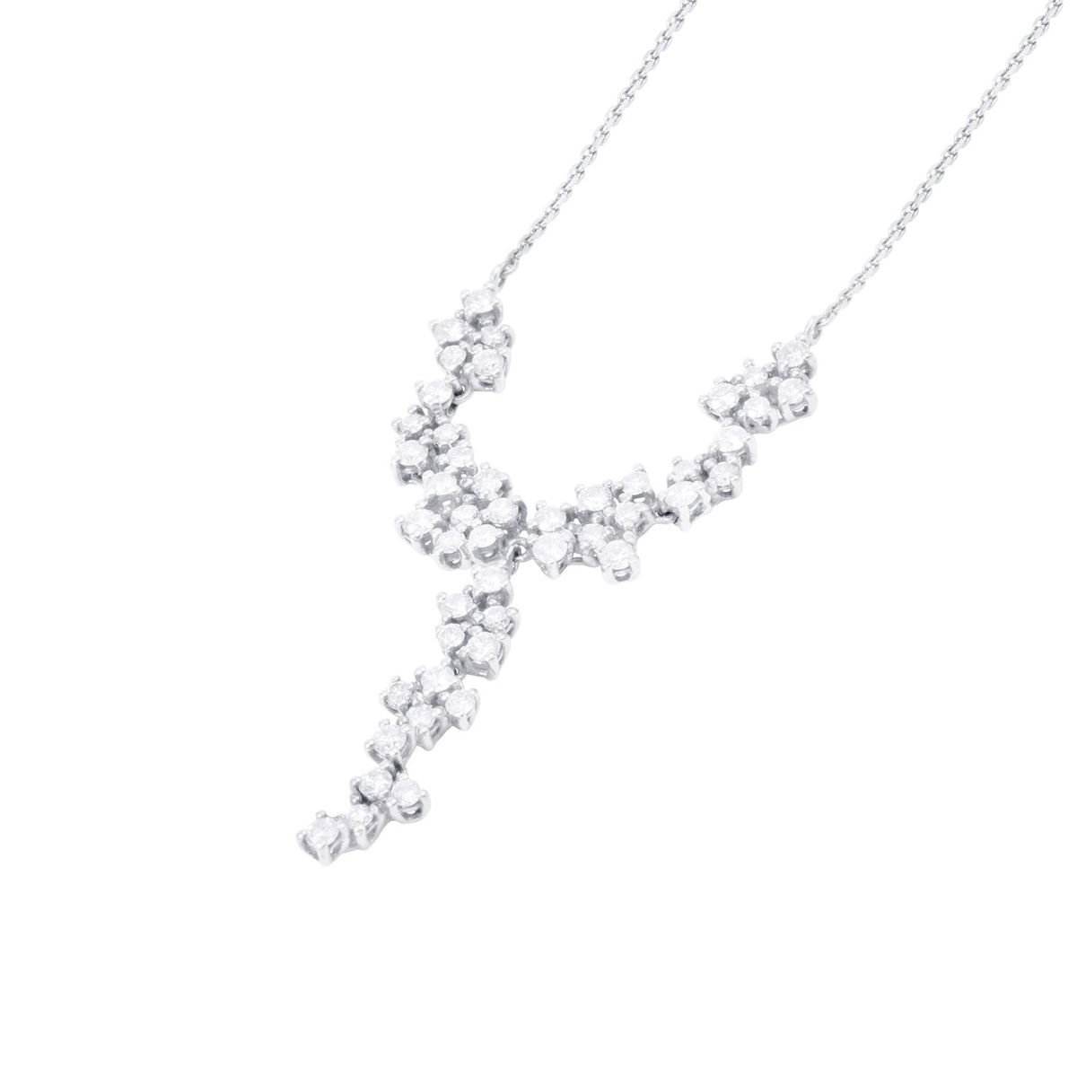 JB JOYAS BARON - Collar Oro Blanco 18kt Diseño de Diamantes Colgantes 106 Pts