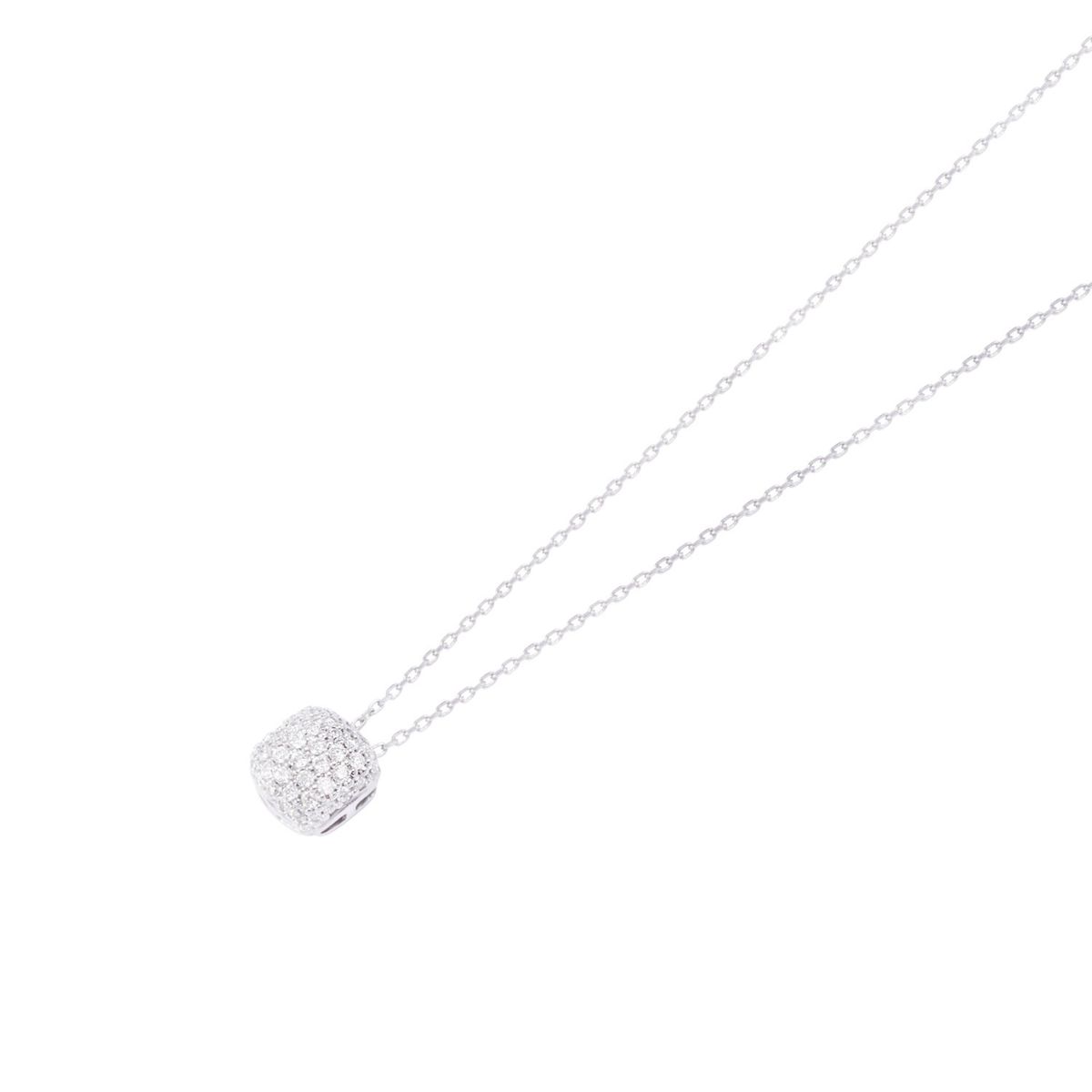 JB JOYAS BARON - Collar Oro Blanco 18kt Cuadrado con Relieve de Diamantes