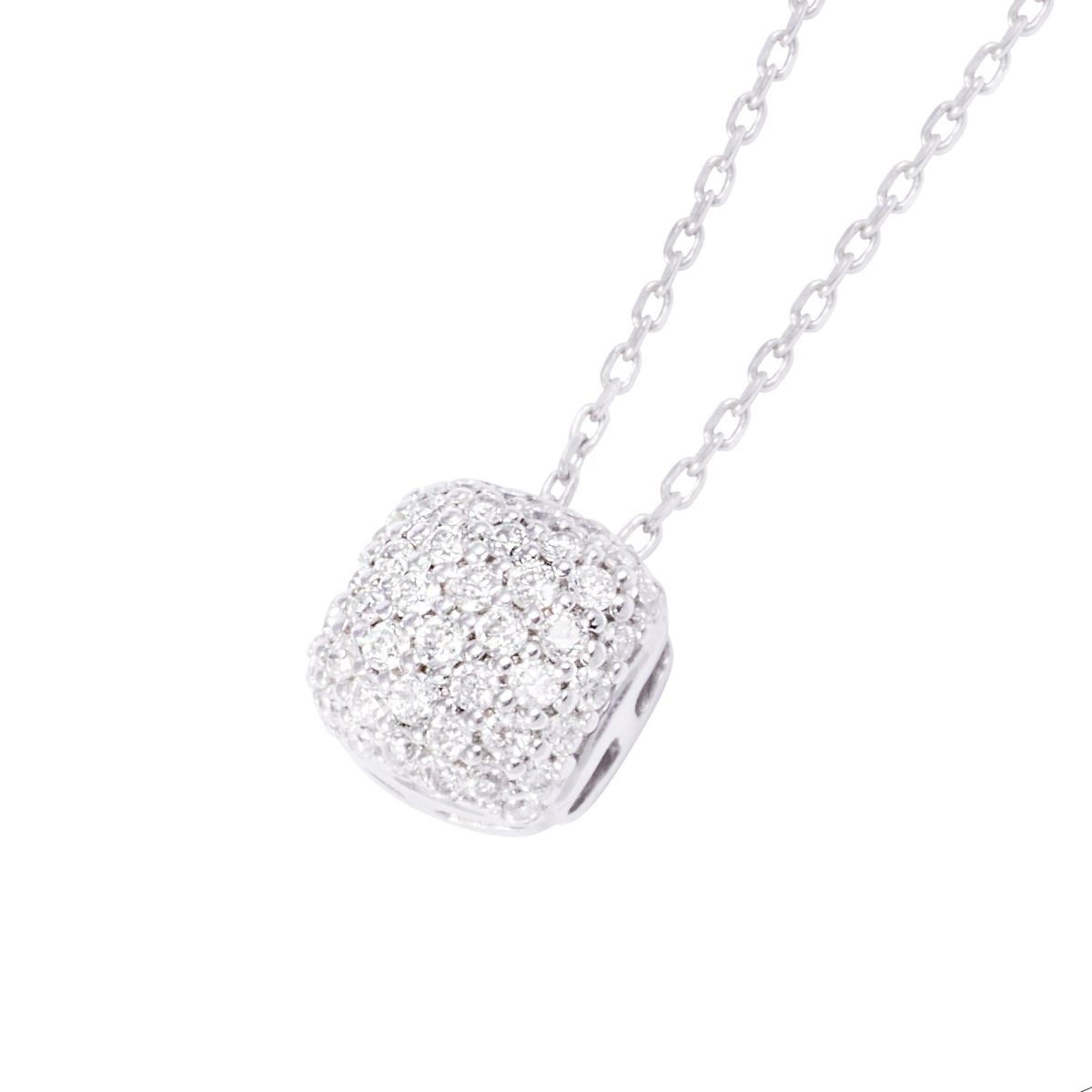 JB JOYAS BARON - Collar Oro Blanco 18kt Cuadrado con Relieve de Diamantes