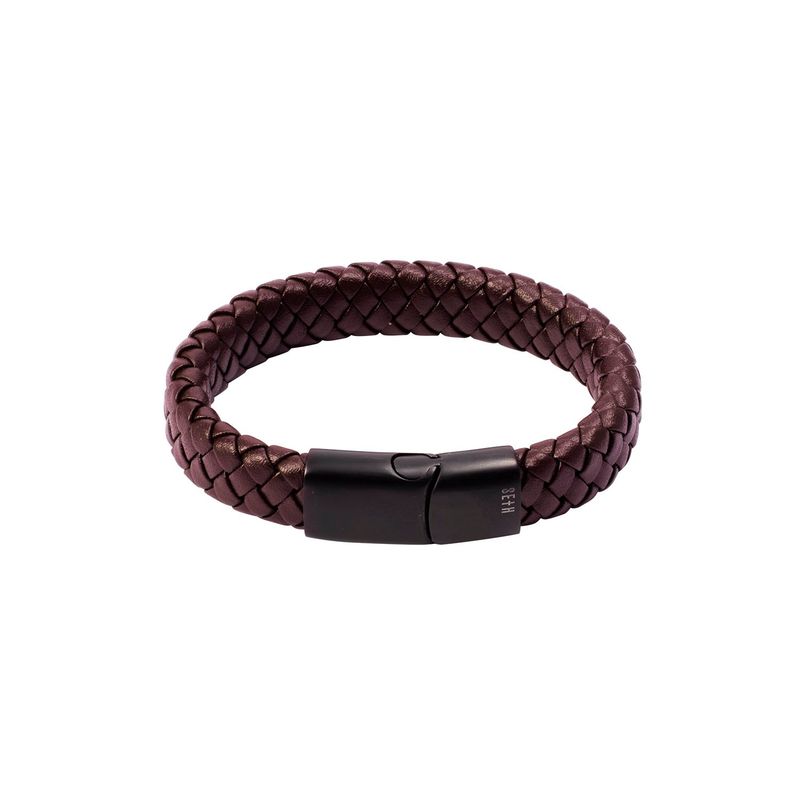 JB JOYAS BARON - Pulsera de cuero Seth Sheer Oscura