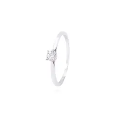 JB JOYAS BARON - Anillo Compromiso de Oro de 18kt Solitario 10 puntos de diamante