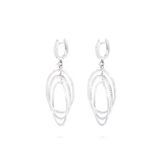 JB JOYAS BARON - Aros Oro Blanco 18kt Tres Círculos Diamantes 78 Pts