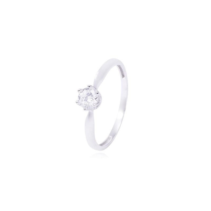 JB JOYAS BARON - Anillo Oro Blanco 18kt Solitario con Engaste de Corona