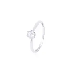 JB JOYAS BARON - Anillo Oro Blanco 18kt Solitario con Engaste de Corona