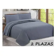 COMPRAPO - Cubrecama Quilt Pompones 2 Plazas + 2 Fundas Gris W