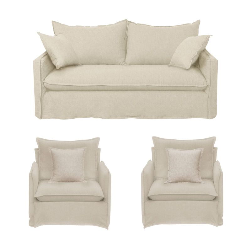 HORIZONTE URBANO - Juego de Living 311 Amanda Crudo sofa + 2 poltronas funda desmontables