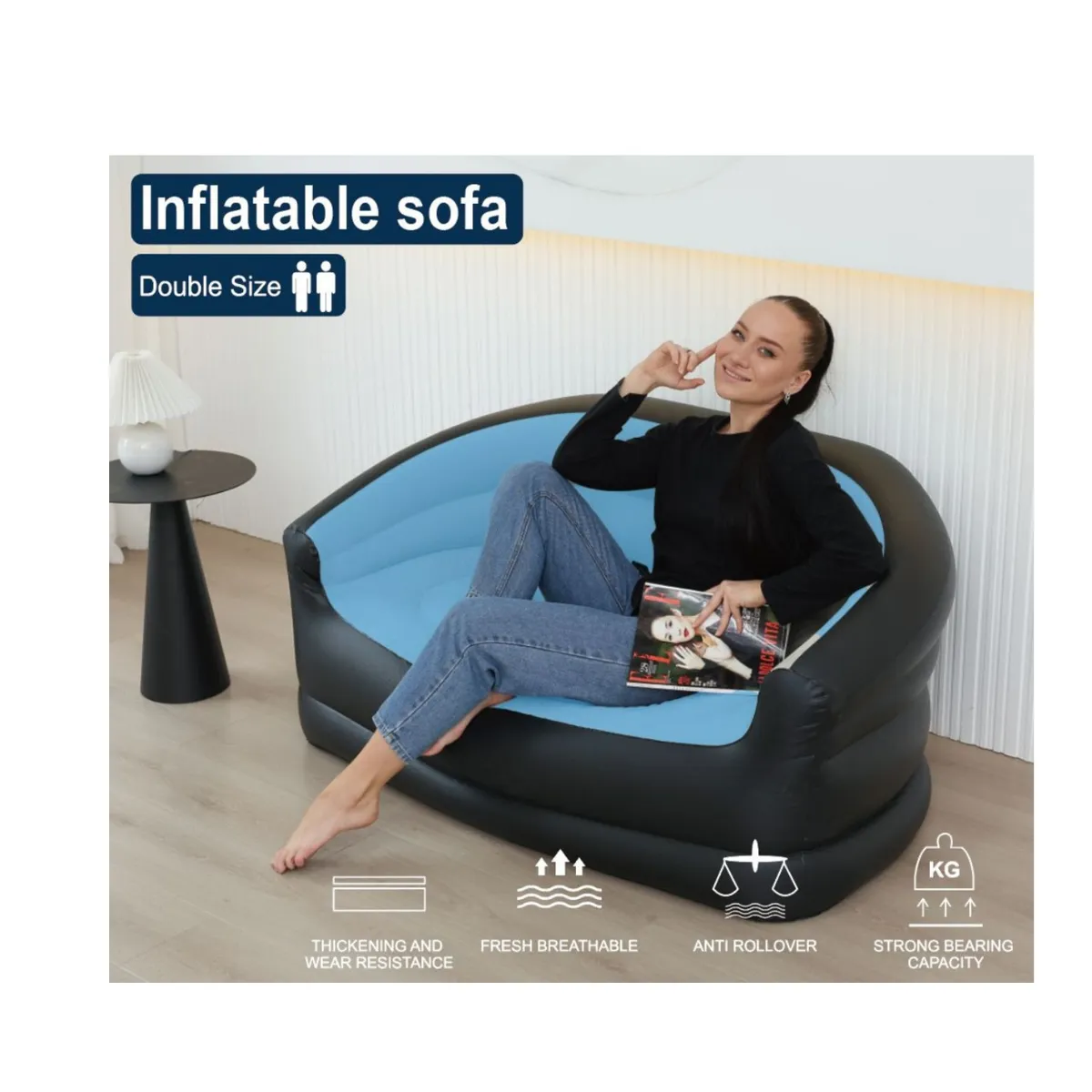 GENERICO - Mueble Inflable Para 2 Personas Color Azul