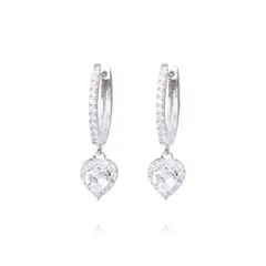 JB JOYAS BARON - Aros Plata Esterlina 925 Argollas Corazones Colgantes y Circonitas