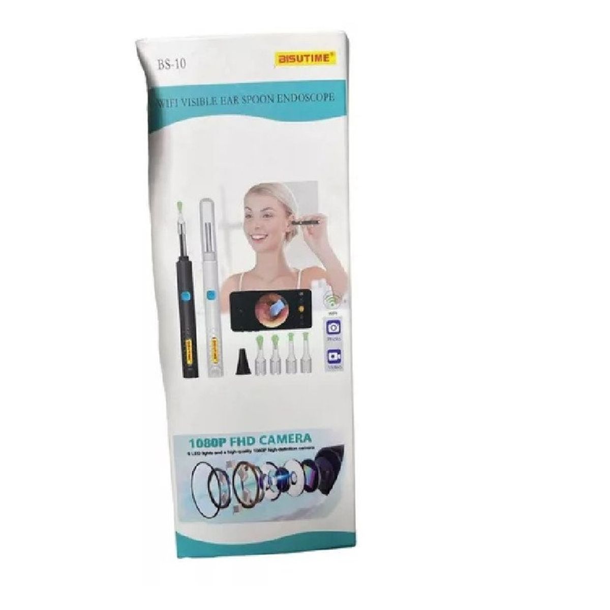 ANGELES DEL HOGAR - Kit De Limpieza De Oídos Con Cámara Otoscopio 1080p Wifi Color Blanco