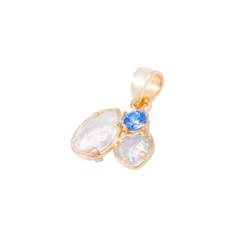 JB JOYAS BARON - Colgante Oro Amarillo 18kt Circonita Azul y Piedras Translúcidas