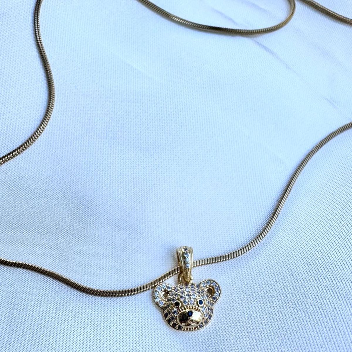GENERICO - Cadena Bañada en Oro con Charm de Oso con Circonitas