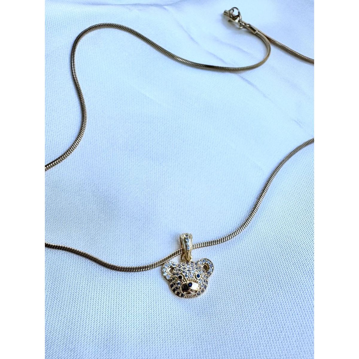 GENERICO - Cadena Bañada en Oro con Charm de Oso con Circonitas