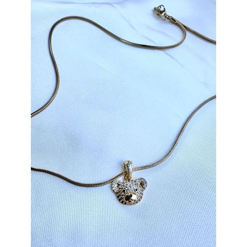 GENERICO - Cadena Bañada en Oro con Charm de Oso con Circonitas