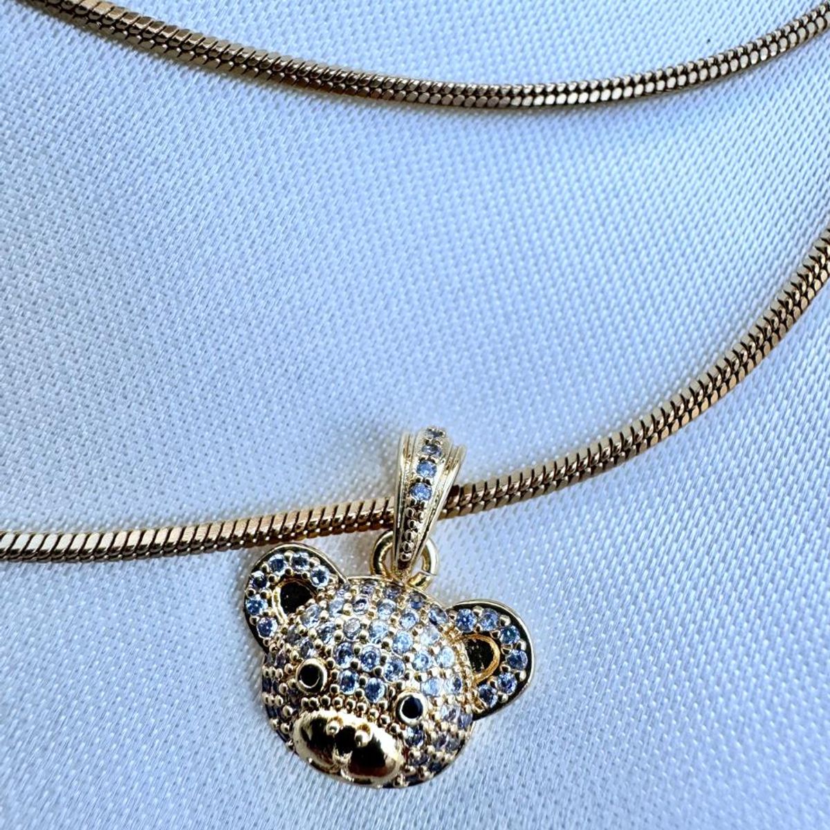 GENERICO - Cadena Bañada en Oro con Charm de Oso con Circonitas