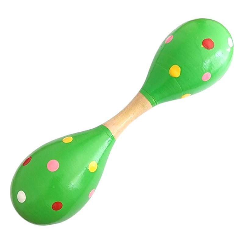 OEM - Maraca Doble Martillo de Madera Sonajera Niños Verde 55503