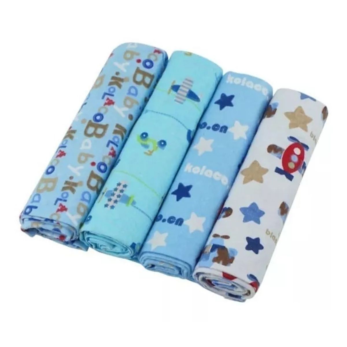 GENERICO - Set 4 Mantas Franela Tutos Bebe Pañales Tela Estampados Bebé