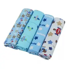 GENERICO - Set 4 Mantas Franela Tutos Bebe Pañales Tela Estampados Bebé