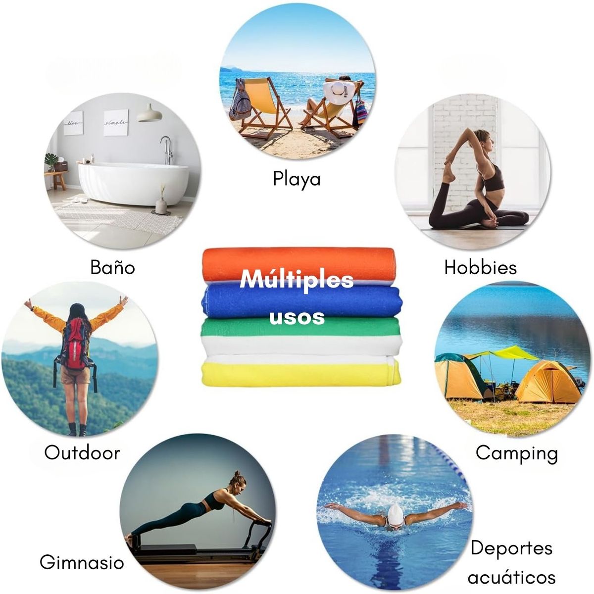 GENERICO - Toalla Cuerpo Secado Rapido Microfibra Terciopelo Baño Playa Verde