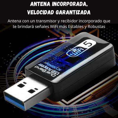 Imagen 2 del producto Adaptador Wifi Usb 5g 5ghz 1300 Mbps Tarjeta Antena Wifi Usb