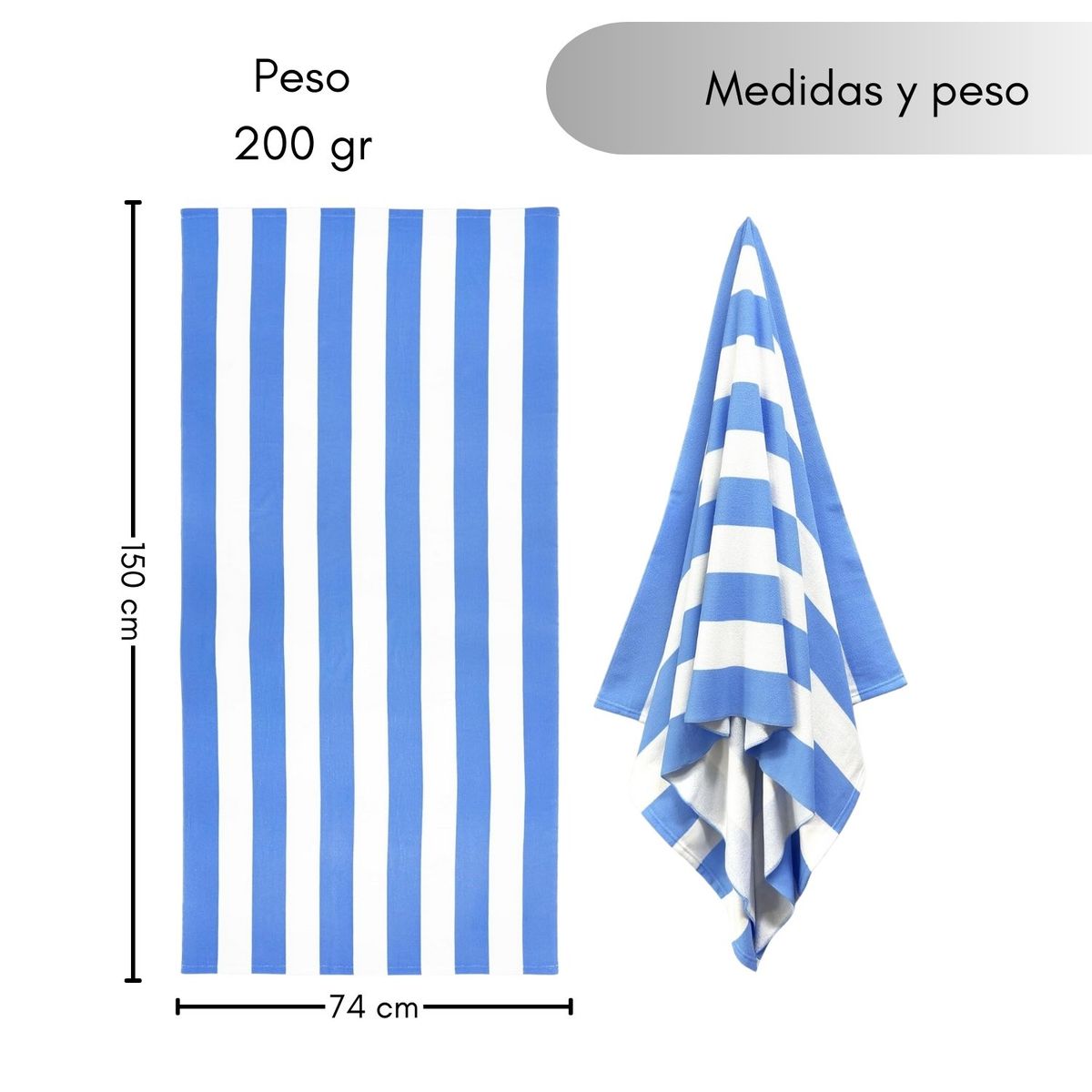 GENERICO - Toalla Cuerpo Secado Rapido Microfibra Terciopelo Baño Playa Negro