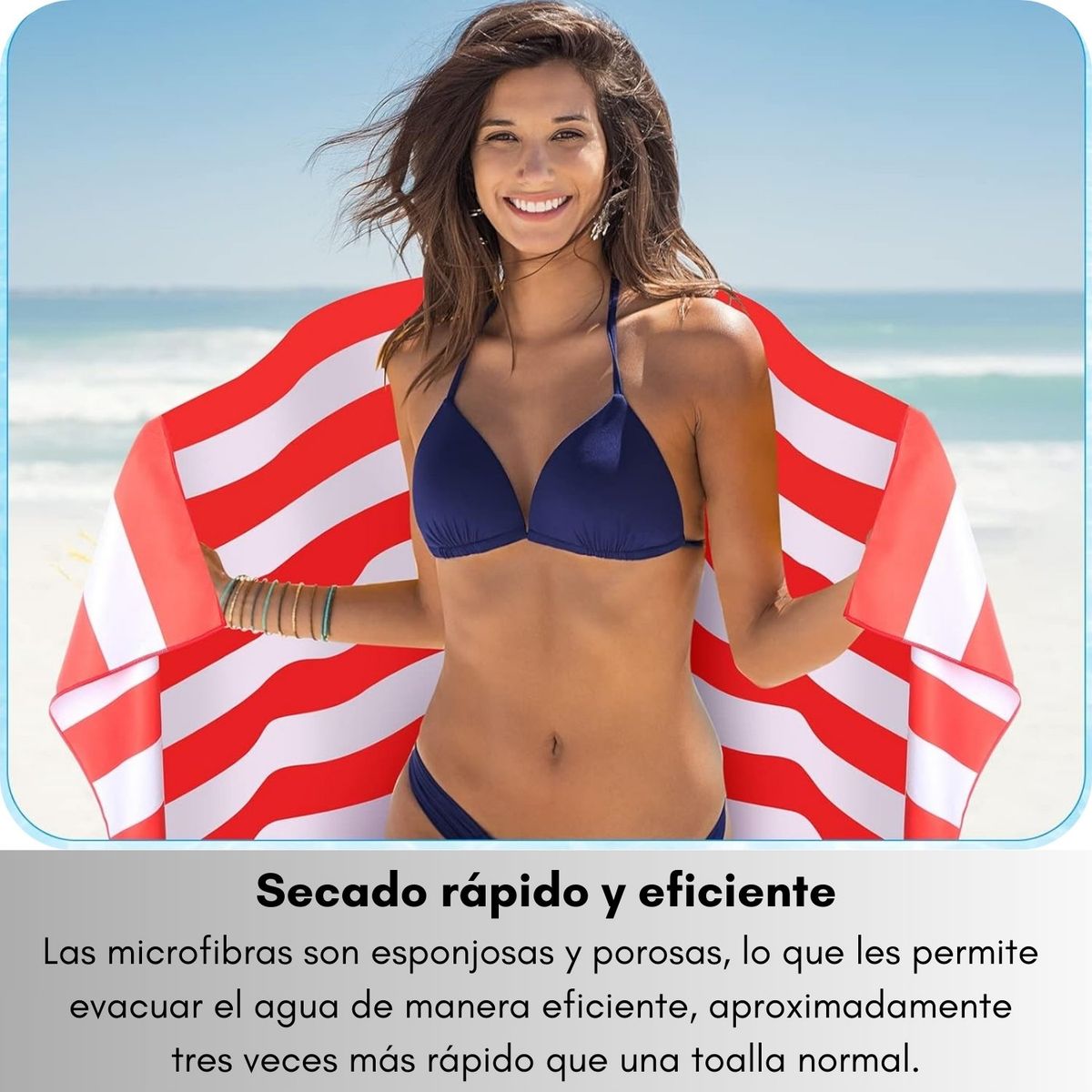 GENERICO - Toalla Cuerpo Secado Rapido Microfibra Terciopelo Baño Playa Azul Oscuro