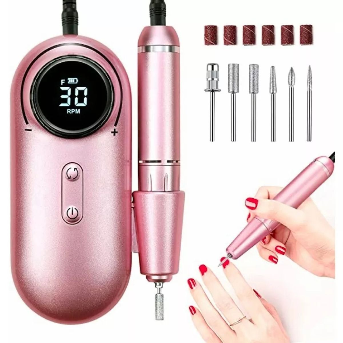 GENERICO - Torno De Uñas Inalámbrico Pantalla Lcd 30000 Rpm Recargable