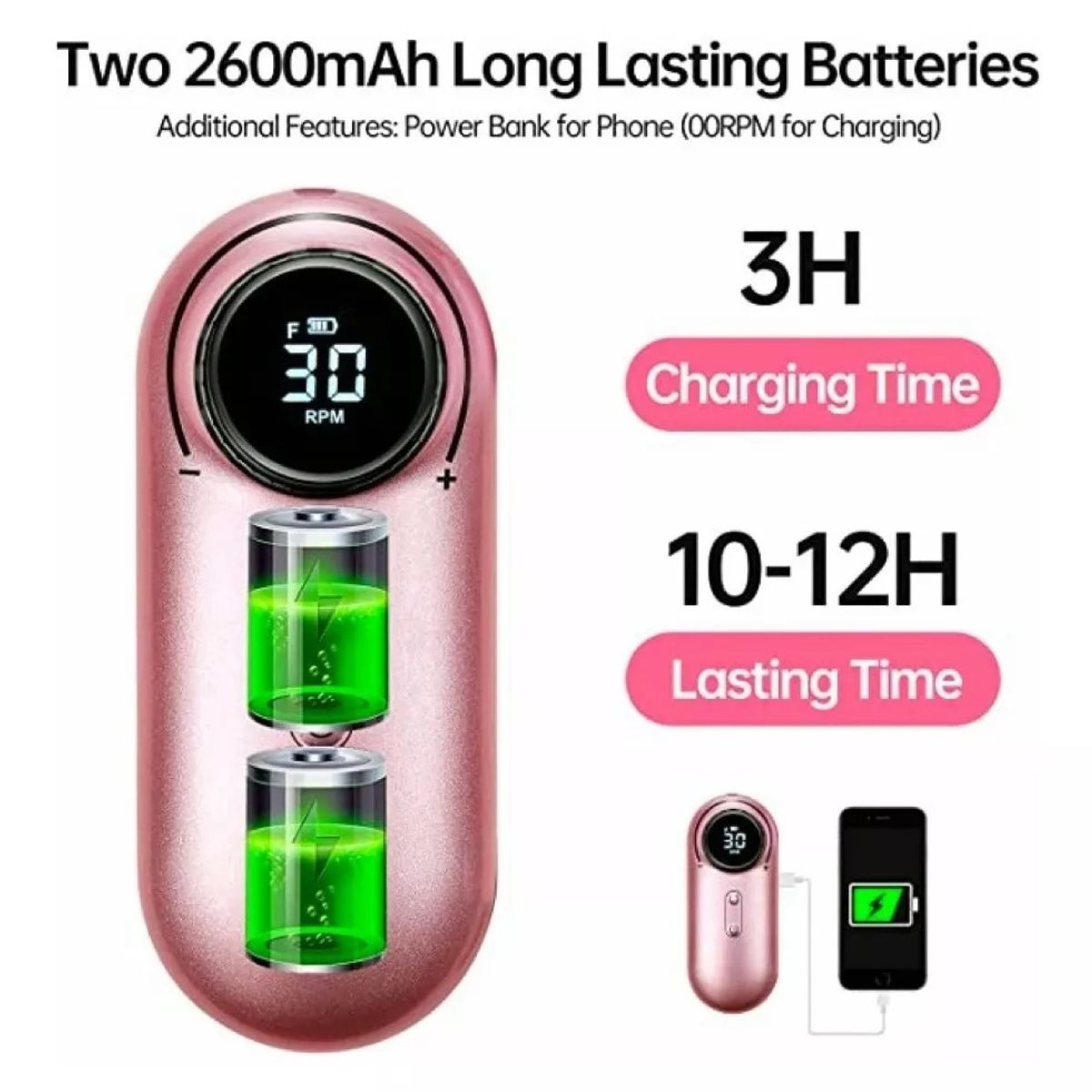 GENERICO - Torno De Uñas Inalámbrico Pantalla Lcd 30000 Rpm Recargable