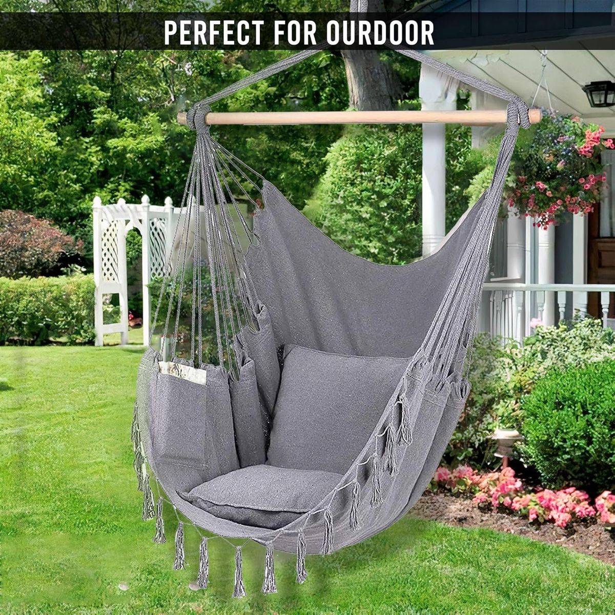 GENERICO - Silla Hamaca Columpio Decoración Para Exteriores Gris