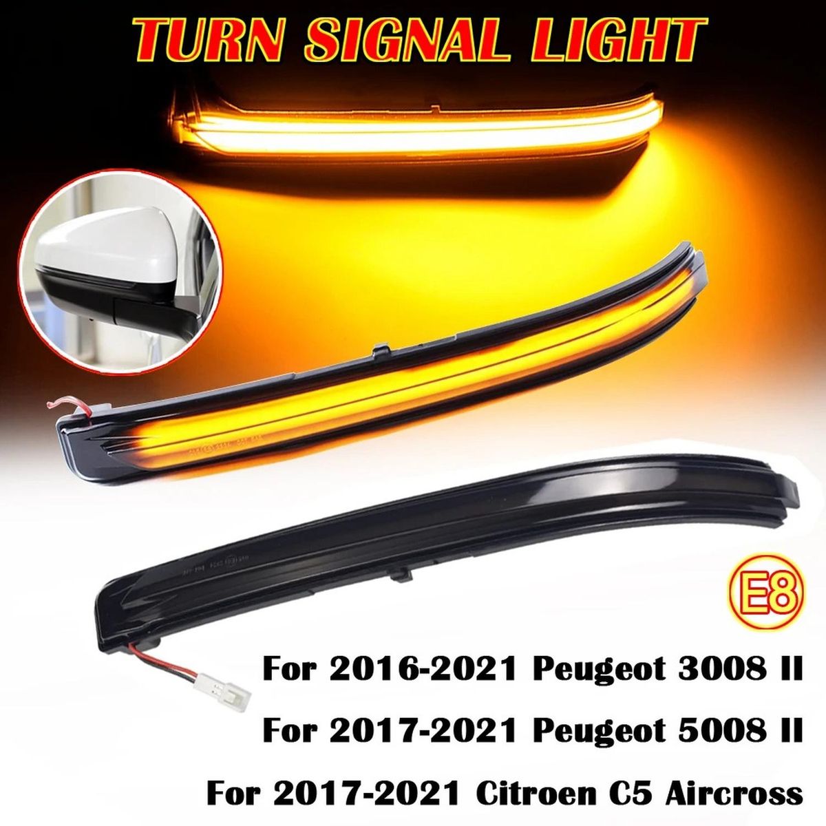 GENERICO - Intermitente LED Dinámico - Peugeot 3008/5008 - Ámbar - Fit