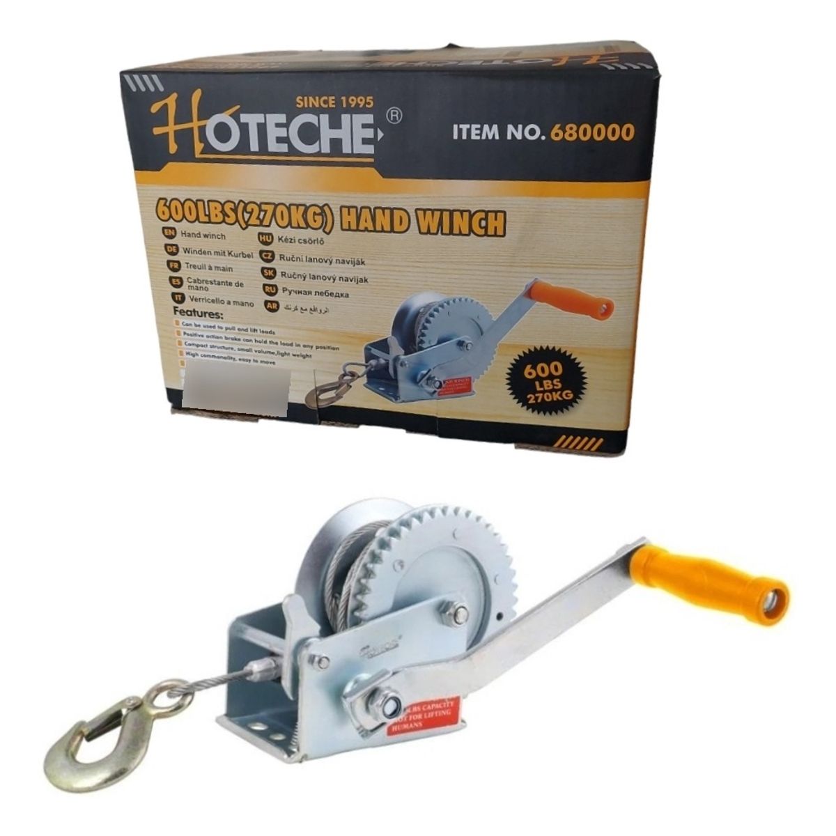 HOTECHE - Winche Tecle Malacate Manivela 600 Lbs Manual 270kg