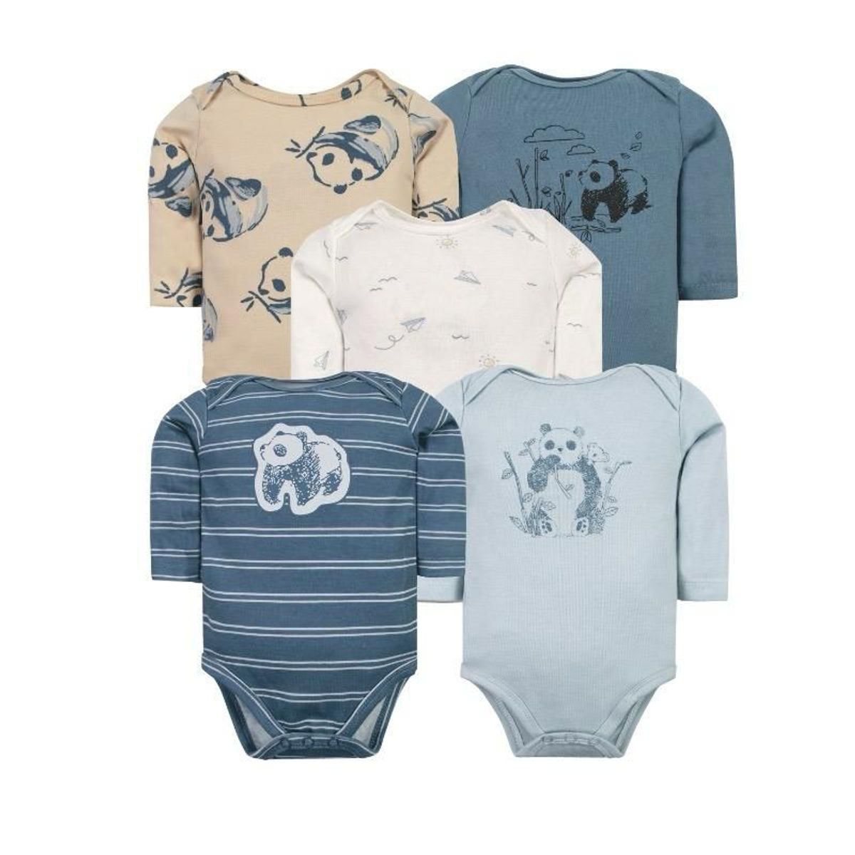 TEDMIMAK - bodys manga larga pack  5 unidades PANDA