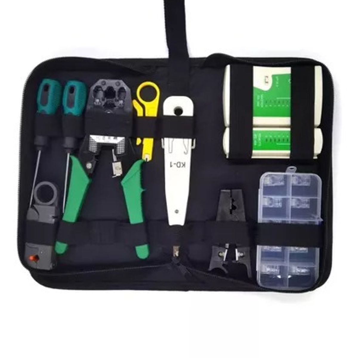 GENERICO - Kit Herramientas Para Redes Rj45-rj11 Crimpeadora Bolso Mas