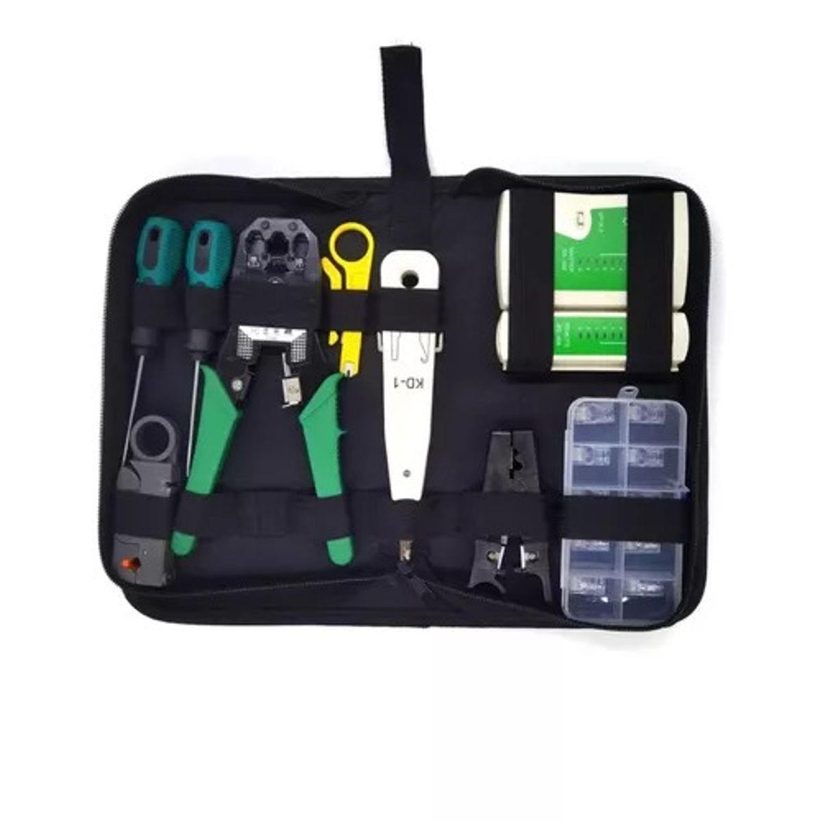GENERICO - Kit Herramientas Para Redes Rj45-rj11 Crimpeadora Bolso Mas