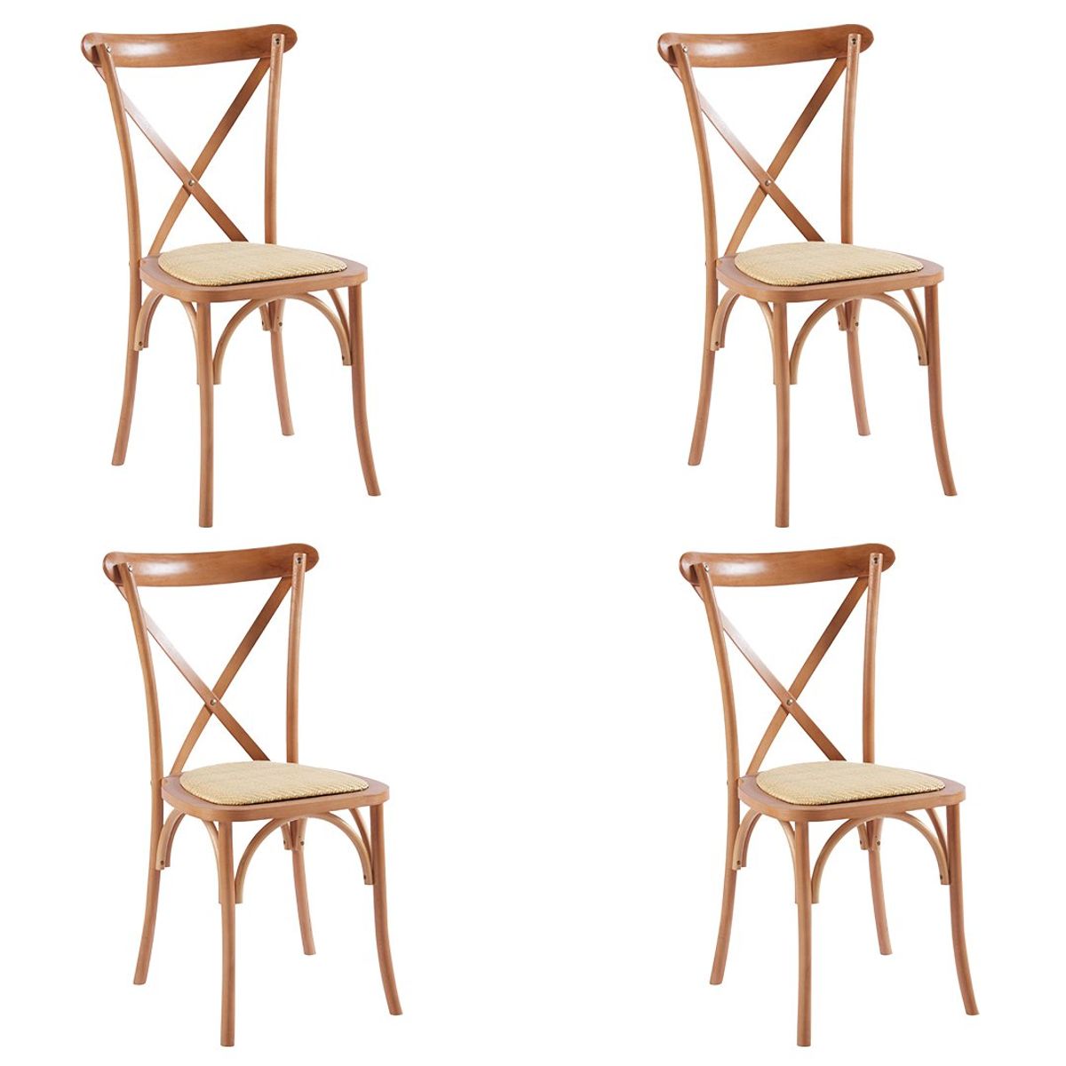 GENERICO - Pack 4 Sillas Crossback Madera Rattan Natural Venhoouse