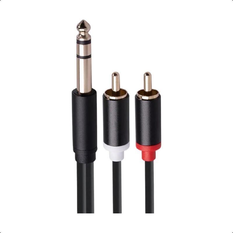 GENERICO - Cable Estéreo 6.35mm TRS a 2 RCA - 1.5 metros de longitud