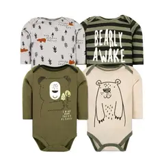TEDMIMAK - Bodys manga larga 100% algodon pack de 4 unidades