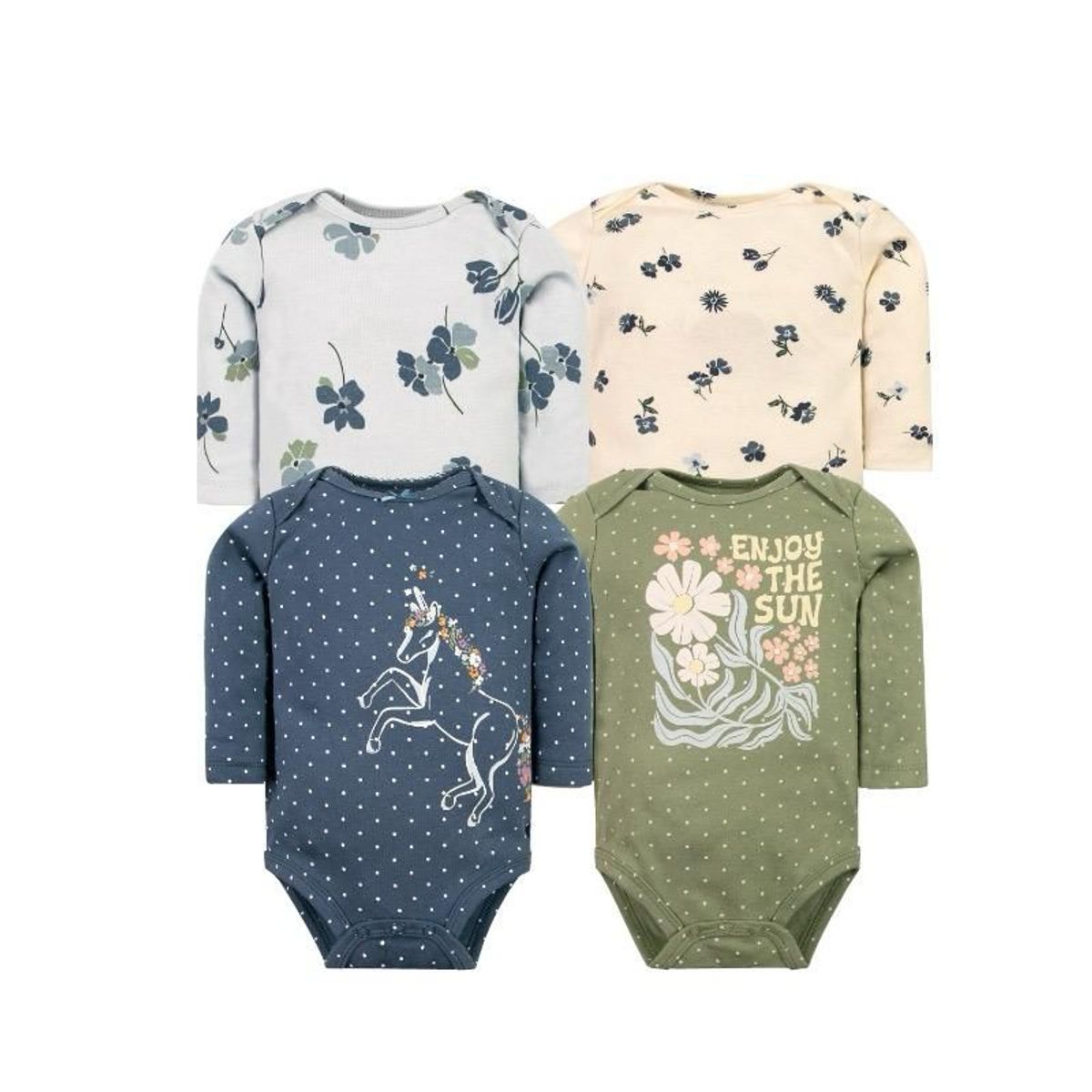 TEDMIMAK - bodys manga larga 100% algodon pack de 4 unidades