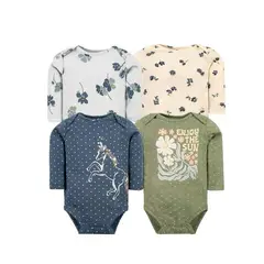 TEDMIMAK - Bodys manga larga 100% algodon pack de 4 unidades