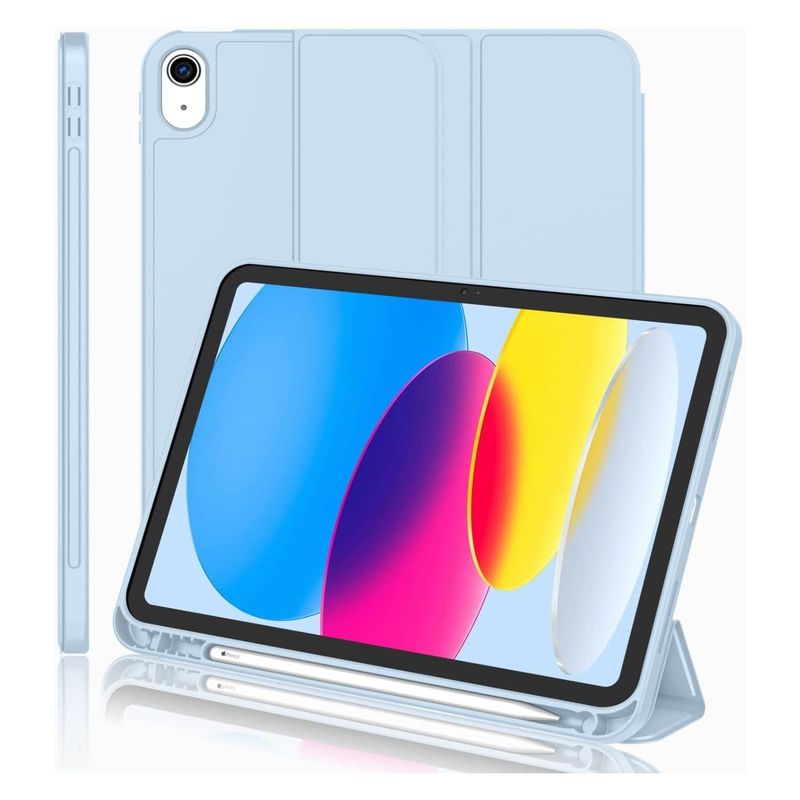 GENERICO - Funda Para iPad 10° Generación 10.9 Rosada Con Ranura Lápiz Pencil - Celeste