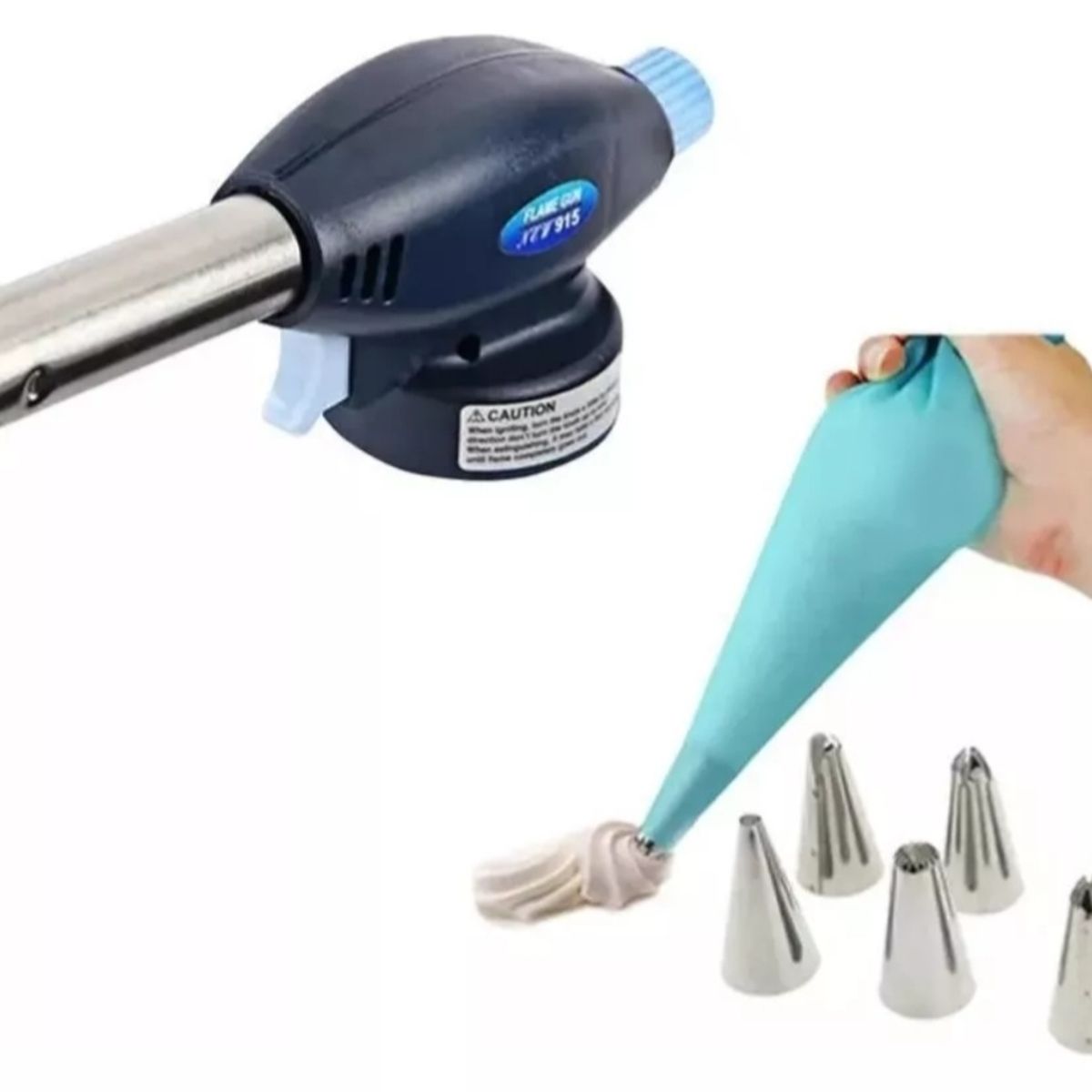 GENERICO - Manga Pastelera 6 Boquillas + Soplete Gas 1300 °c