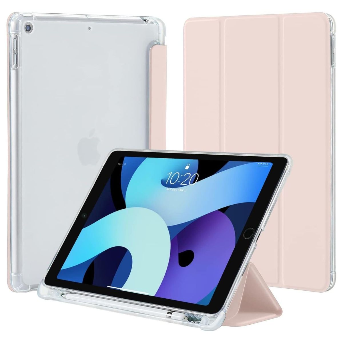 GENERICO - Funda Para iPad 10.2 7 y 8 Ranura Lápiz Y Atrás Traslúcida - Rosa