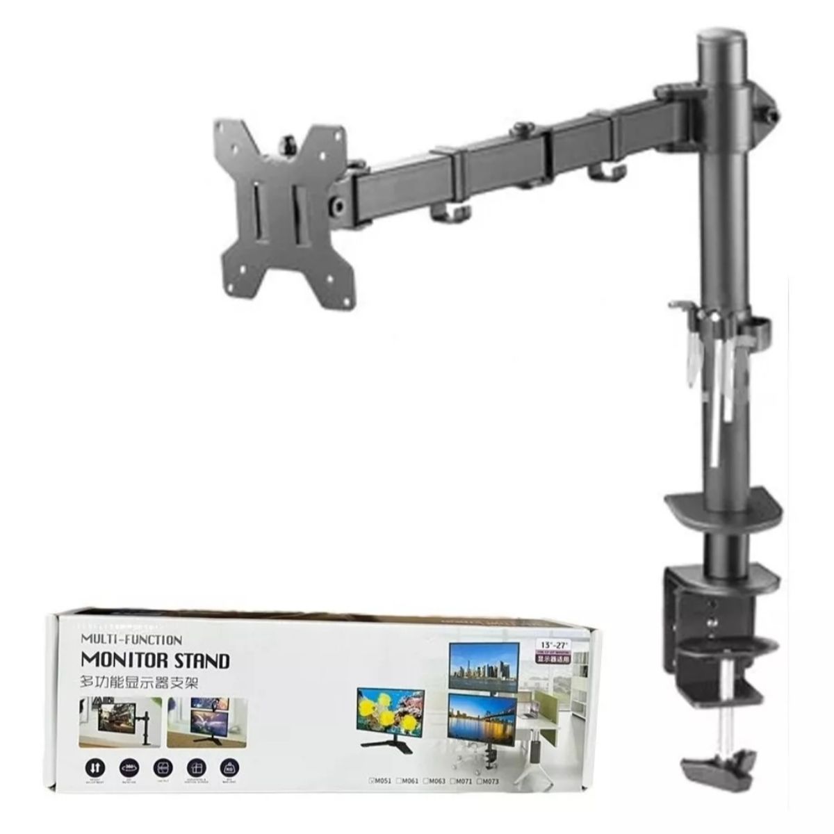 GENERICO - Soporte Un Brazo Monitor 13 A 27 Base Ajustable Articulado