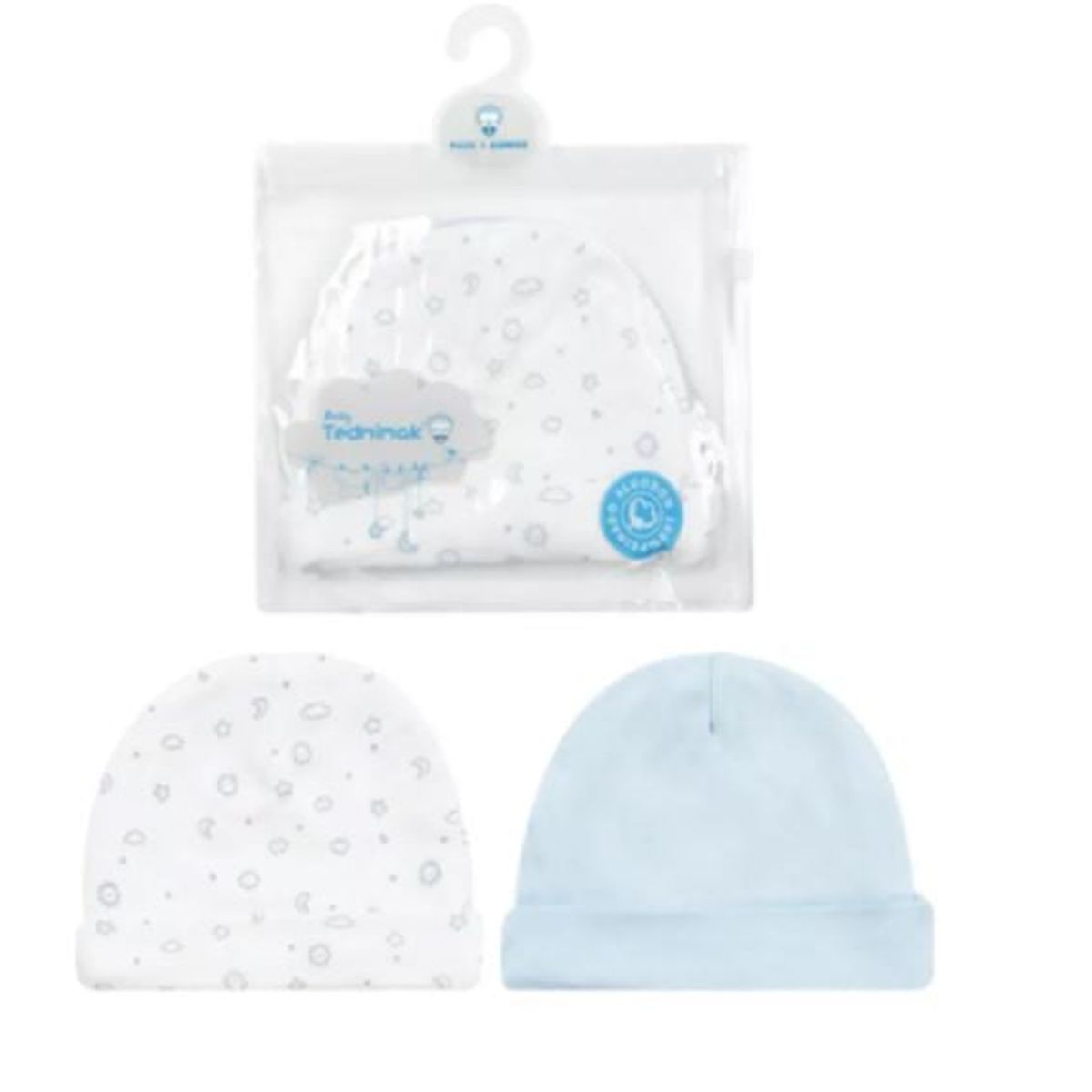 TEDMIMAK - GORROS DE ALGODON SET 2 UNIDADES NIÑO  0 A 3  Y 3 A 6 MESES